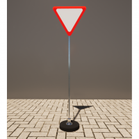 Знак дорожный "Уступите дорогу" 2.4 типоразмер 40 на стойке с основанием 3кг - fgospostavki.ru - Рязань