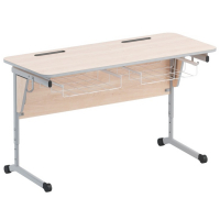 Стол ученический двухместный с наклоном столешницы (0-24°) и корзиной - fgospostavki.ru - Рязань
