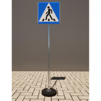 Знак дорожный "Пешеходный переход" 5.19.1 типоразмер 40 на стойке с основанием 3кг - fgospostavki.ru - Рязань