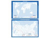 Фрагмент (демонстрационный) маркерный (двухсторонний) "Карта мира и Российской Федерации" (немая) с комплектом тематических магнитов - fgospostavki.ru - Рязань