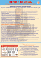 Таблица "Первичный осмотр пострадавшего, оценка его состояния и оказание первой помощи на месте ДТП" (100х140 сантиметров, винил) - fgospostavki.ru - Рязань