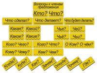 Набор магнитных карточек "Вопросы к членам предложения" (фон жёлтый) - fgospostavki.ru - Рязань