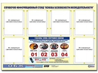 Стенд информационный "Основы безопасности жизнедеятельности" (80*110, 6 карманов) - fgospostavki.ru - Рязань