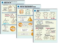 Комплект таблиц по геометрии "Стереометрия. Многогранники. Круглые тела" раздаточные (цветные, ламинированные, А4, 6 штук) - fgospostavki.ru - Рязань