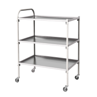 Столик инструментальный передвижной металлический с тремя полками (импортные колеса) - fgospostavki.ru - Рязань