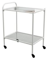 Столик процедурный передвижной металлический с двумя полками из стекла колеса мебельные - fgospostavki.ru - Рязань