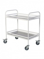 Столик процедурный передвижной металлический с двумя полками из нержавеющей стали с бортиками - fgospostavki.ru - Рязань