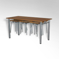 Стол обеденный 6-ти местый на металлокаркасе с навесами под табурет - fgospostavki.ru - Рязань