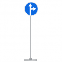 Знак дорожный " Движение прямо или направо" 4.1.4 типоразмер 40 на стойке с основанием 3кг - fgospostavki.ru - Рязань