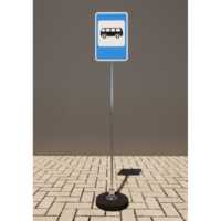 Знак дорожный "Место остановки автобуса" 5.16 типоразмер 40 на стойке с основанием 3кг - fgospostavki.ru - Рязань