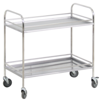 Столик процедурный с двумя полками и бортиками передвижной из нержавеющей стали - fgospostavki.ru - Рязань