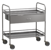 Столик манипуляционный передвижной из нержавеющей стали с бортиками, с двумя полками и выдвижным ящиком - fgospostavki.ru - Рязань
