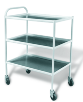 Столик инструментальный передвижной металлический с тремя стеклянными полками (мебельные колеса) - fgospostavki.ru - Рязань