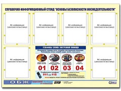 Стенд информационный "Основы безопасности жизнедеятельности" (80*110, 6 карманов) - fgospostavki.ru - Рязань