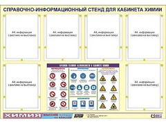 Стенд информационный "Правила техники безопасности в кабинете химии" (80х110, 6 карманов) - fgospostavki.ru - Рязань