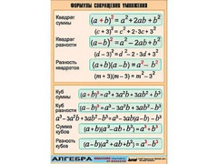 Таблица демонстрационная "Формулы сокращения умножения" (винил 70*100) - fgospostavki.ru - Рязань