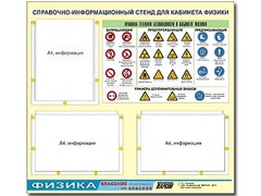 Стенд информационный "Правила техники безопасности в кабинете физики" (75*70, 3 кармана) - fgospostavki.ru - Рязань