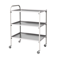 Столик инструментальный передвижной металлический с тремя полками (импортные колеса) - fgospostavki.ru - Рязань