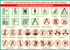 Таблица "Правила безопасности при работе на лестнице" (100х140 сантиметров, винил) - fgospostavki.ru - Рязань