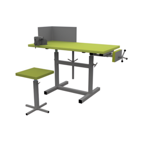 Верстак ученический комбинированный с тисками и струбциной, с защитным экраном и табуретом - fgospostavki.ru - Рязань