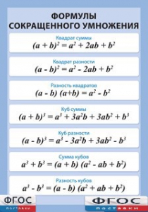 Таблица "Формулы сокращенного умножения" (винил) - fgospostavki.ru - Рязань