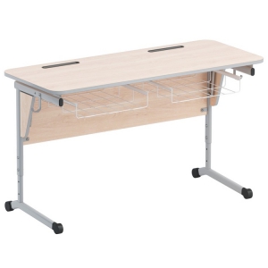 Стол ученический двухместный с наклоном столешницы (0-24°) и корзиной - fgospostavki.ru - Рязань