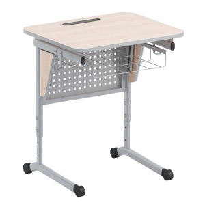 Стол ученический одноместный с перфорированной панелью, наклоном столешницы (0-24°) и корзиной - fgospostavki.ru - Рязань