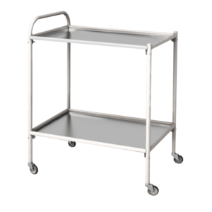 Столик процедурный передвижной с двумя полками металлический из стекла и нержавеющей стали - fgospostavki.ru - Рязань