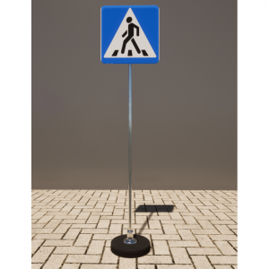 Знак дорожный "Пешеходный переход" 5.19.1 типоразмер 40 на стойке с основанием 3кг - fgospostavki.ru - Рязань