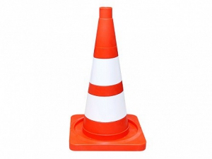 Сигнальный дорожный конус (мягкий, с двумя белыми полосами) - fgospostavki.ru - Рязань