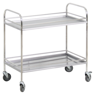 Столик процедурный с двумя полками и бортиками передвижной из нержавеющей стали - fgospostavki.ru - Рязань