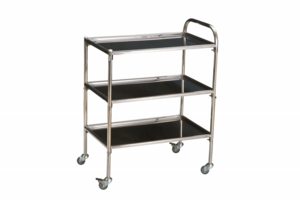 Столик инструментальный передвижной из нержавеющей стали с тремя полками (импортные колеса) - fgospostavki.ru - Рязань