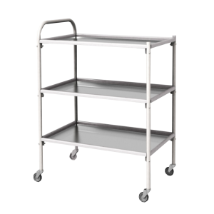 Столик инструментальный передвижной металлический с тремя полками (импортные колеса) - fgospostavki.ru - Рязань