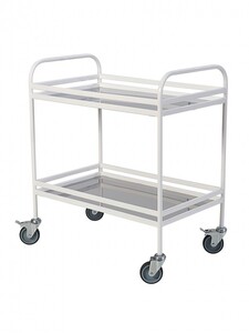 Столик процедурный передвижной металлический с двумя полками из нержавеющей стали с бортиками - fgospostavki.ru - Рязань