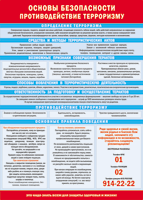Таблица "Основы безопасности. Противодействия терроризму" (100х140 сантиметров, винил) - fgospostavki.ru - Рязань