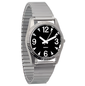 Часы мужские с черным циферблатом на растягивающемся ремешке - fgospostavki.ru - Рязань