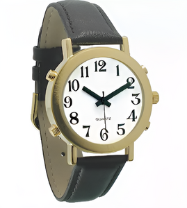 Часы для слабовидящих людей с белым циферблатом на кожаном ремешке - fgospostavki.ru - Рязань