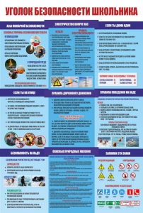 Стенд "Уголок безопасности школьника" - fgospostavki.ru - Рязань