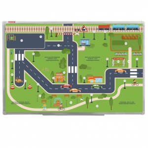 Магнитно-маркерная доска "Безопасный маршрут школьника" (дом-школа-дом) с комплектом тематических магнитов КМ-17 - fgospostavki.ru - Рязань