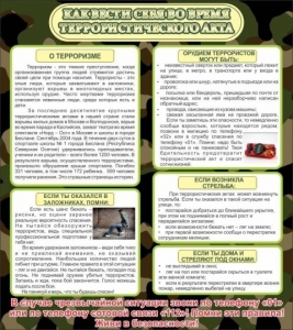 Стенд "Как вести себя во время террористического акта" - fgospostavki.ru - Рязань