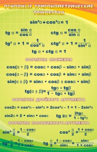 Стенд "Основные тригонометрические тождества" - fgospostavki.ru - Рязань