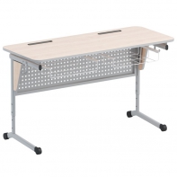 Стол ученический двухместный с перфорированной панелью, наклоном столешницы (0-24°) и корзиной - fgospostavki.ru - Рязань
