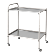 Столик процедурный передвижной с двумя полками металлический из стекла и нержавеющей стали - fgospostavki.ru - Рязань