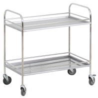 Столик процедурный с двумя полками и бортиками передвижной из нержавеющей стали - fgospostavki.ru - Рязань