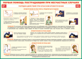 Таблица "Порядок действий при опасном кровотечении" (100х140 сантиметров, винил) - fgospostavki.ru - Рязань