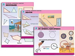 Комплект таблиц "Математика. Знакомство с геометрией" (6 таблиц, формат А1, ламинированные) - fgospostavki.ru - Рязань