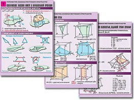 Комплект таблиц по геометрии "Стереометрия. Основные построения в пространстве" (8 таблиц, А1, ламинированные) - fgospostavki.ru - Рязань