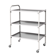 Столик инструментальный передвижной металлический с тремя полками (импортные колеса) - fgospostavki.ru - Рязань