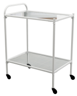 Столик процедурный передвижной металлический с двумя полками из стекла колеса мебельные - fgospostavki.ru - Рязань