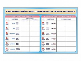Фрагмент (демонстрационный) маркерный (двухсторонний) "Склонение имен существительных и прилагательных" - fgospostavki.ru - Рязань